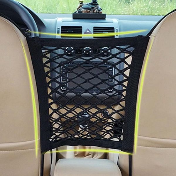 

car organizer net bag between seat back storage luggage holder pocket strong elastic mesh for styling polyester