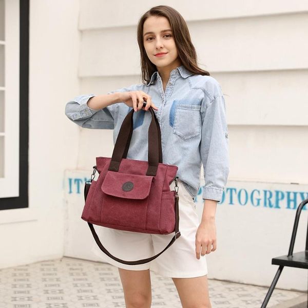 

duffel bags 2022 large capacity canvas travel bag for women simple and versatile literary handbags