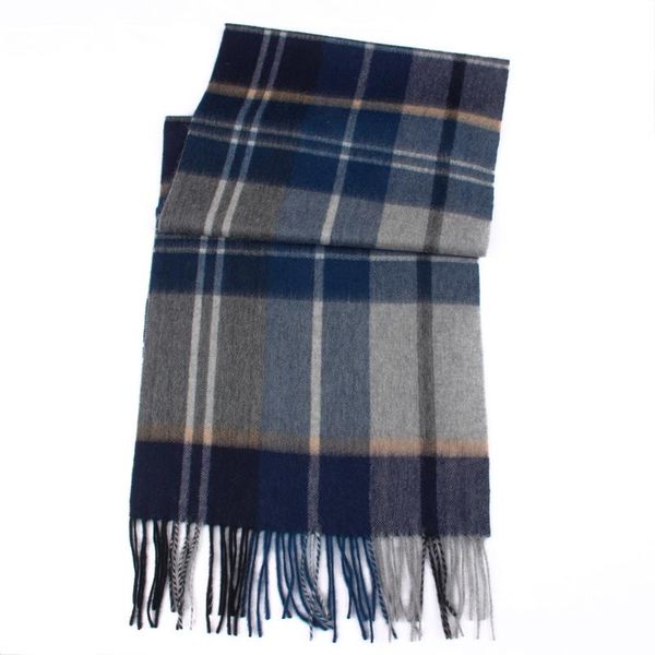 

scarves luxury 100% cashmere scarf , warm winter men navy grey plaid comfortable blue fashion design casual wear 2021, Blue;gray
