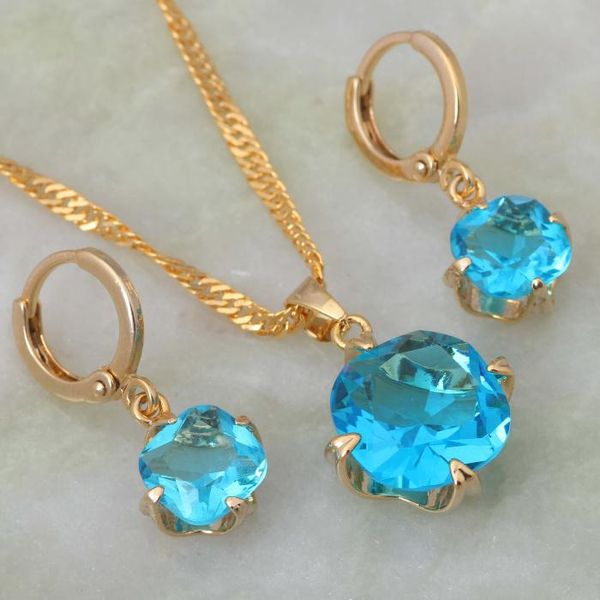 

earrings & necklace latest design skyblue cubic zirconia jewelry sets pendant/earrings yellow gold as157, Silver