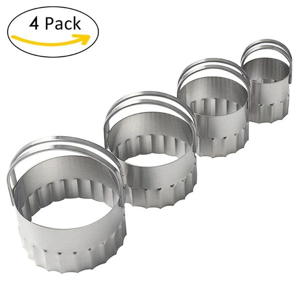 

baking moulds 4pcs/set fruit round with fluted edge stainless steel tool easy clean mousse pastry fondant biscuit cutter