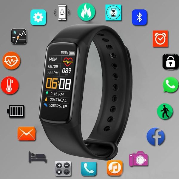 

wristwatches smart bracelet c7 heart rate blood pressure fitness tracker message reminder bluetooth smartband for men women kids relogio, Slivery;brown