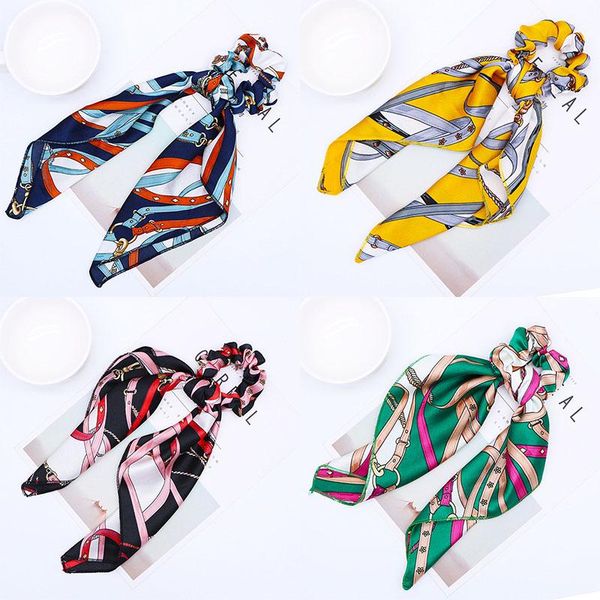

hair clips 4pcs/set women scarf bowstreamers scrunchies ponytail holder summer headbands elastic bows rope bands accessories