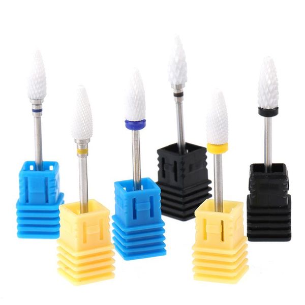 

nail art equipment 1pc electric ceramic grinding head drill bits colorful mixed size mills cutter for machines, Silver