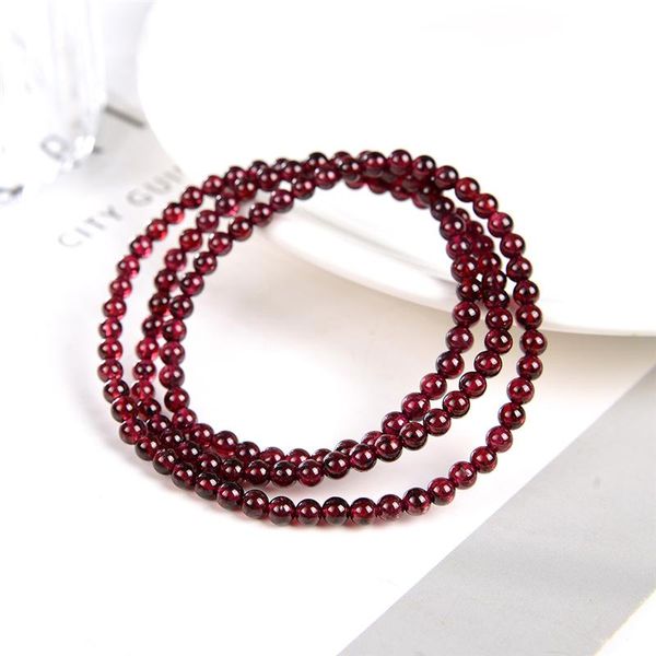 

natural garnet bracelet 3 layers crystal bracelets 4mm fashion jewelry prty gift for women men charms bangle wristband 52cm b402 charm, Golden;silver