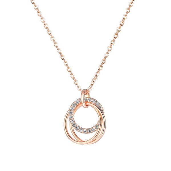 

chains trendy copper muti circle round pendent with cz rahinstone charm jewelry accessories chain necklace for women collier, Silver