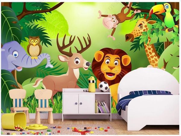 

custom po wallpaper for walls 3 d cartoon murals animals mobilization children forest mural background wall papers wallpapers