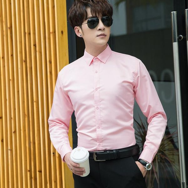 

men's casual shirts 2021 leisure shirt spring and autumn mainly promote a solid color business long-sleeve all-match slim, White;black