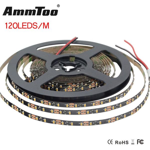 

black pcb 3014 smd led strip light 5m 600leds flexible stripe dc 12v ultra thin ribbon tape lampada for home decoration strips