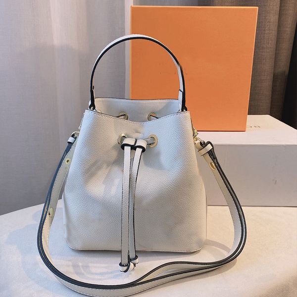 

women tote shopper bag bucket handbag wallet fashion colored letter genuine leather shoulder bags hardware drawstring handbags