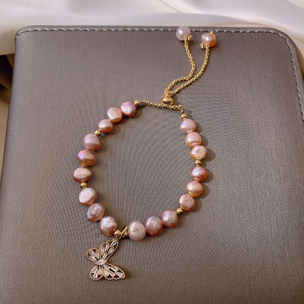 

xianlan279 baroque freshwater pearl bracelet female butterfly ins small wind design feeling student web celebrity hand string girl, Silver