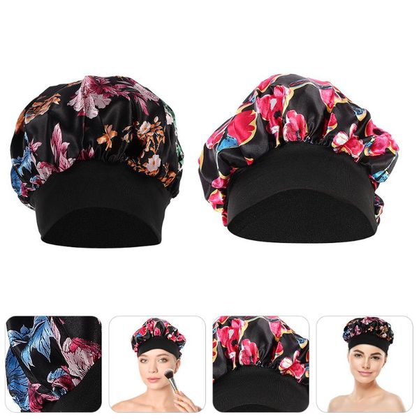 

shower caps 2pcs wide band nightcaps cloth sleeping head cover salon home hair caring hats