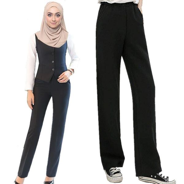 

women's pants & capris muslim ramadan islam women fashion straightcut office work ol loose palazzo plus size trousers european clothing, Black;white
