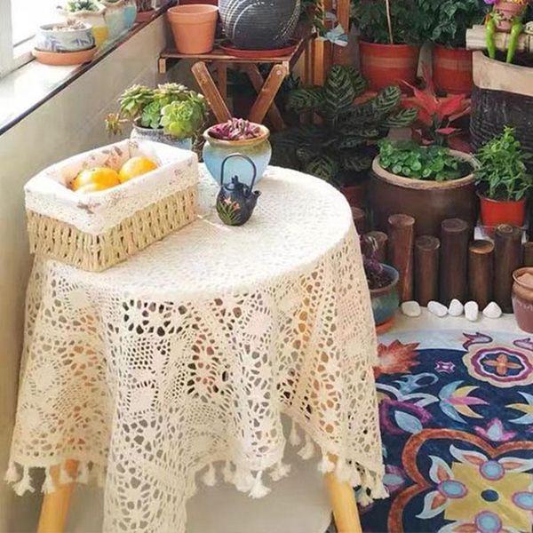 

table cloth handmade crochet embroidered tablecloth, end cloth, balcony bedside table, american style