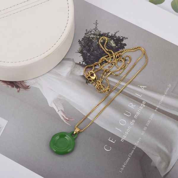 

pendant necklaces irregular green brand geometric necklace ins european and american heartbeat simple clavicle chain jewelry, Silver