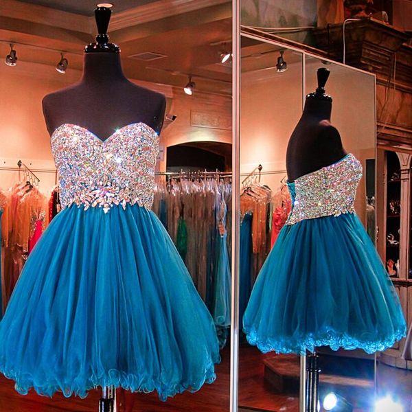 

party dresses blue tulle short homecoming dress vintage sweetheart gold appliques cocktail gowns custom made backless prom, White;black