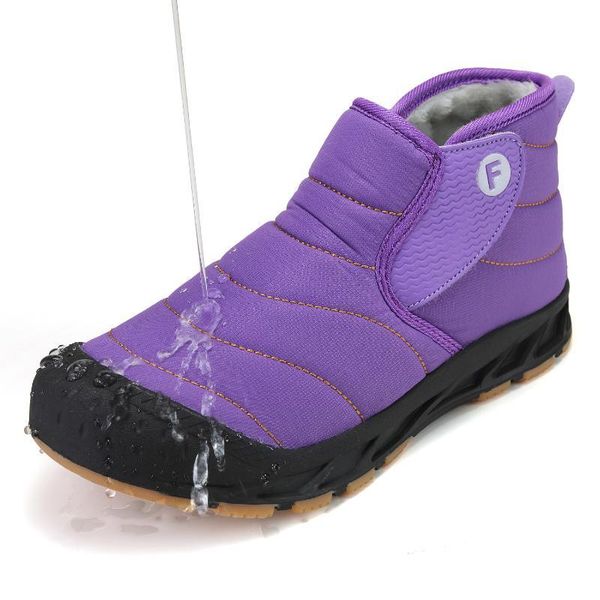

boots women's ankle fur warm snow winter shoes for women waterproof padded womenfootwear c367, Black