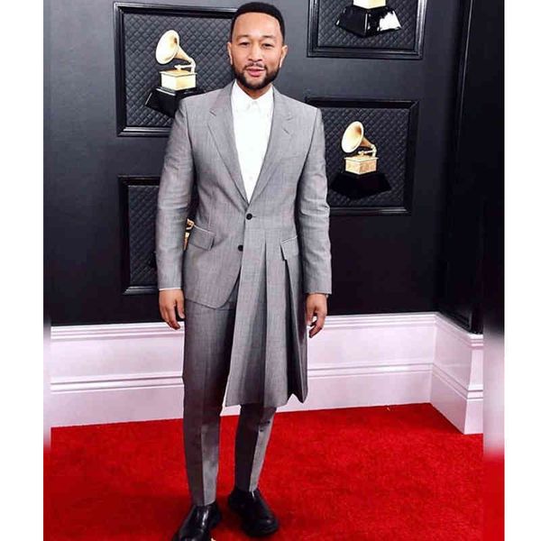 

men's suits & blazers grey long men for evening prom slim fit wedding groom tuxedo notched lapel 2 piece male fashion costume jacket wi, White;black