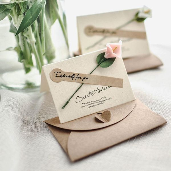 

1pcs thanksgiving card wedding invitation christmas birthday greeting postcard gift with envelope flowers handwritten cards