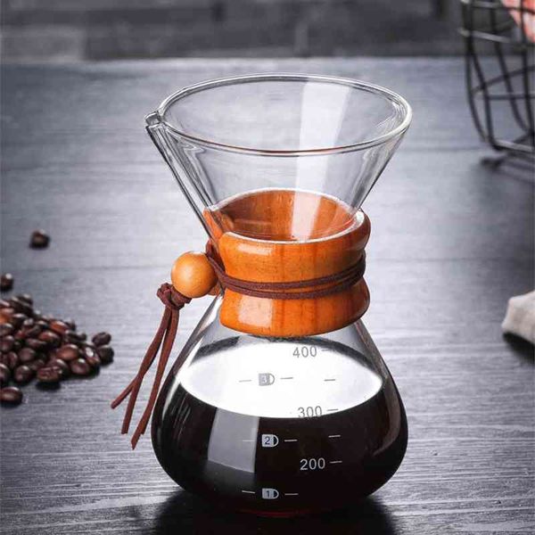 400 ml / 1 tazze Classica macchina per caffè espresso stile imbuto Versare sopra caffettiera Macchina per caffè Filtro Caffettiera barista 210330