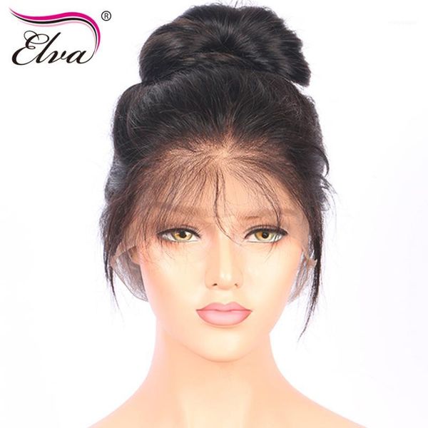 

elva hair 180% density 360 lace frontal wig pre plucked with baby straight brazilian remy human wigs for black women1