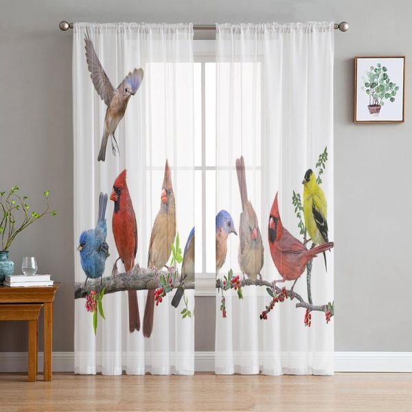 

curtain & drapes animal bird twig leaves tulle curtains for living room decoration modern chiffon sheer voile kitchen