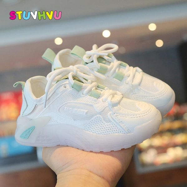 

brand children's sports shoes girls spring autumn breathable mesh kids soft-soled student running boys sneakers athletic & outdoor, Black
