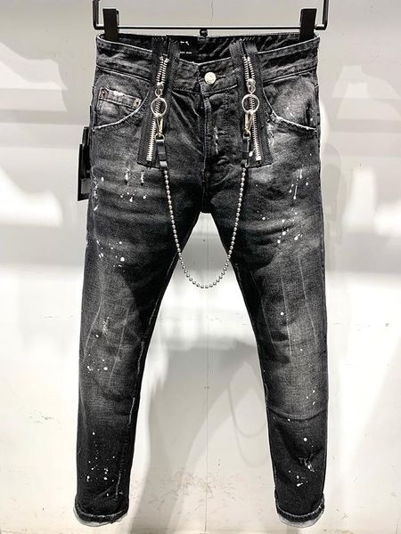 

men's jeans pants slim denim zipper black pencil, Blue