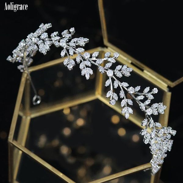 

hair clips & barrettes 2021 cubic zirconia tiaras and crowns for women shiny hairband gold cz accessories wedding bridal headband, Golden;silver