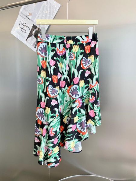 

skirts 2021ss summer vintage women flower prints asymmetircal fashion midi skirt for ladies ddxgz2 6.02, Black
