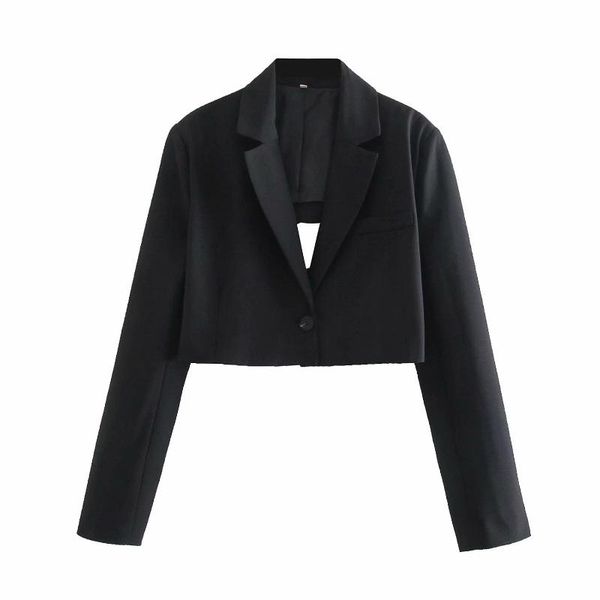

women's suits & blazers 2021 crop blazer women long sleeves cross strapped back fashion design casual chic lady woman suit, White;black