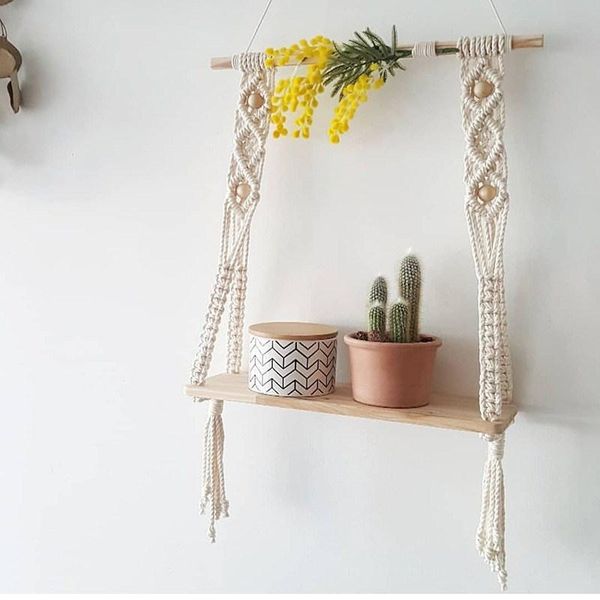 

other home decor hand-woven macrame tapestries rack wooden shelves for wall bohemian decorative hanging ornament