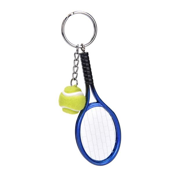 

keychains 5 colors mini tennis sports style racket keychain key ring racquet chain holder creative, Silver