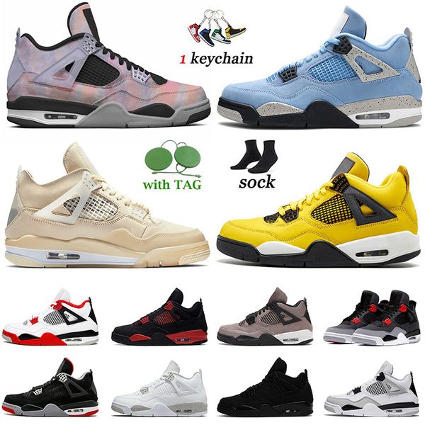 

selling mens women jumpman 4 4s basketball shoes size us 13 zen master sail white oreo university blue lighting fire red thunder off bred lu
