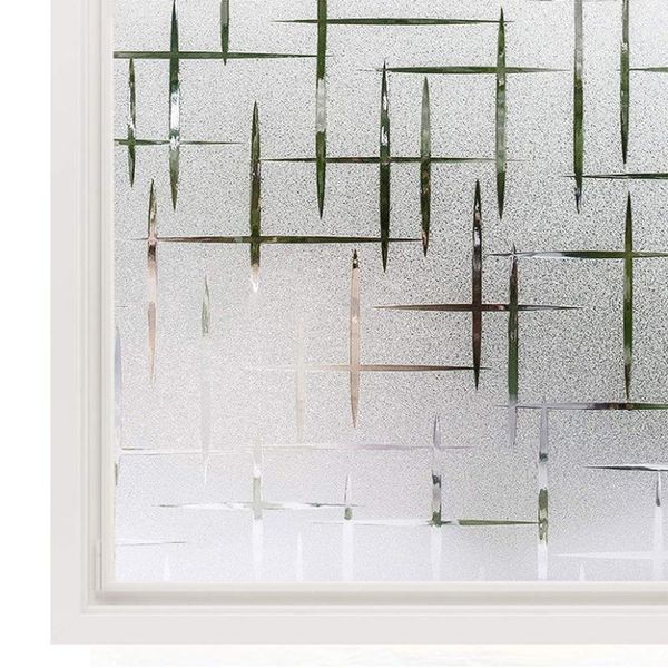 

window stickers matte cross pattern film no glue mirror sun wall bathrooms interior