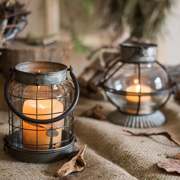 

candle holders american retro iron candlestick wind lamp small lantern moroccan candelabrum garden home decoration