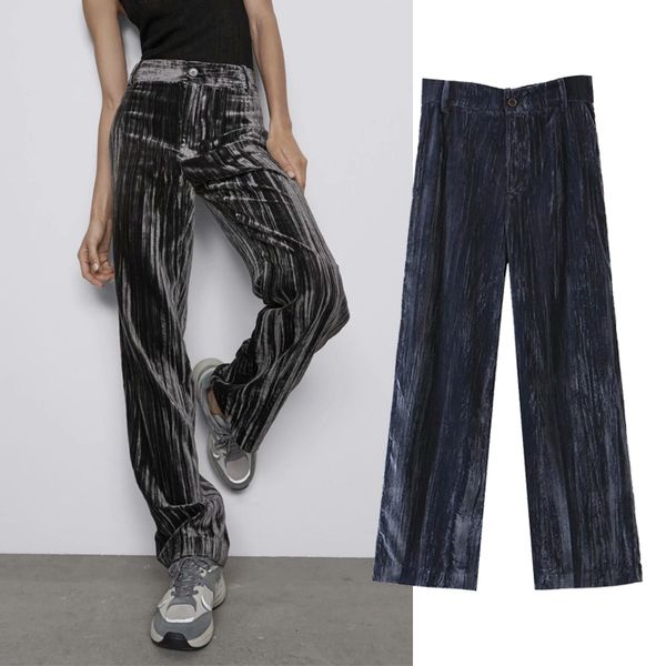 

capri 2021 women velvet high line mujer fashion pants, Black;white