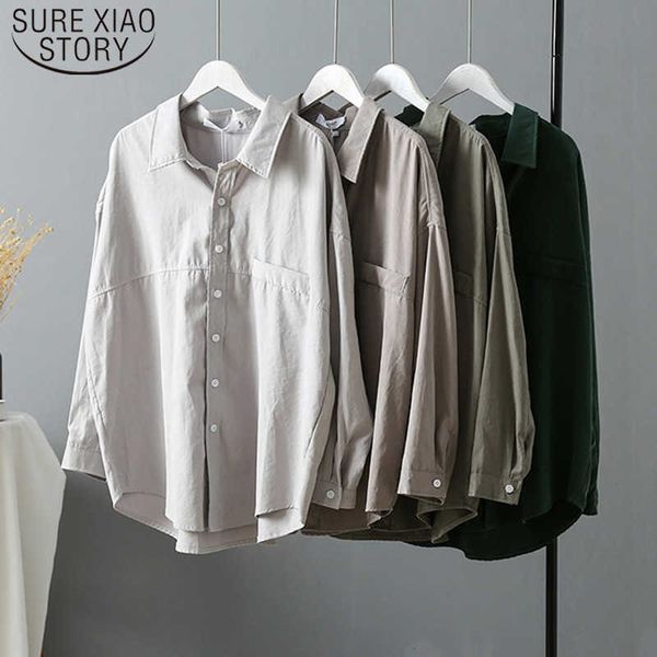 

vintage cardigan blouse women long sleeve plus size solid women blouse shirt casual loose camisas mujer 6800 50 210527, White