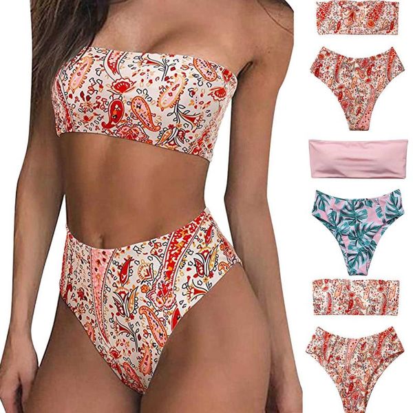 

women's swimwear swimming print push-up padded bra beach bikini set swimsuit beachwear female brazilian bathing suits 2021, White;black