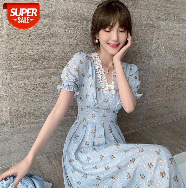 

women's french style, fresh and gentle temperament, small skirt, floral short-sleeved dress #ys3a, Black;gray