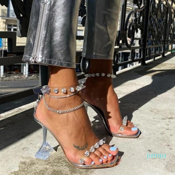 

sandals star style summer transparent women fashion crystal clear heeled female party prom shoes high heels gladiator, Black