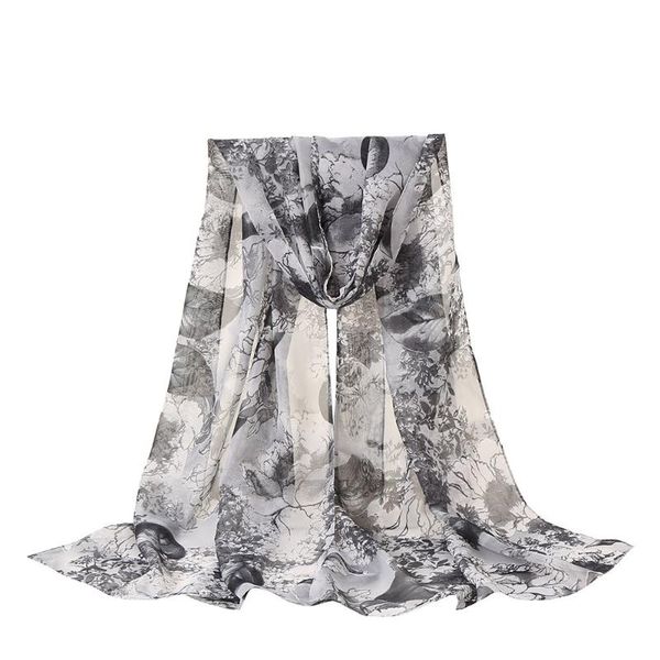 

scarves 2021 brand fashion women flowers printing long soft wrap scarf shawl spring summer thin flower shawls a50, Blue;gray