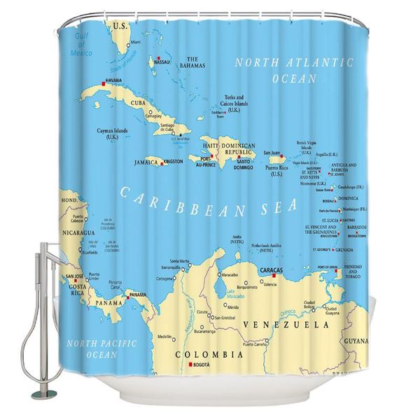 

shower curtains caribbean political map curtain waterproof polyester bath
