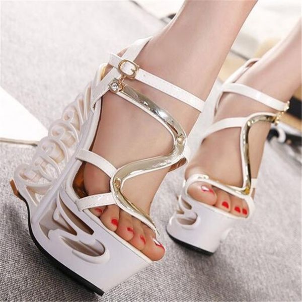 

dress shoes peep-toe sandals, summer women's shoes with ankle braces, six-inch high heels for party and club. rjh6, Black