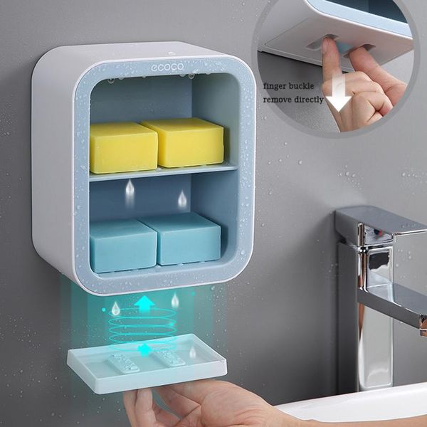 

bathroom storage & organization double layer soap drain box shelf wall-mounted sucker rack organizer creative holder