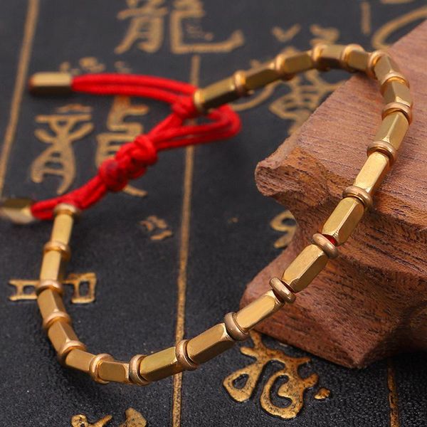 

beaded, strands tibetan handmade copper beads lucky rope bracelet on hand budhhist bangle red black braided brass bracelets man woman jewelr