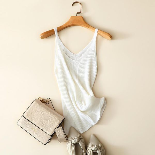 

women's tanks & camis v neck casual soft 100% cashmere, White