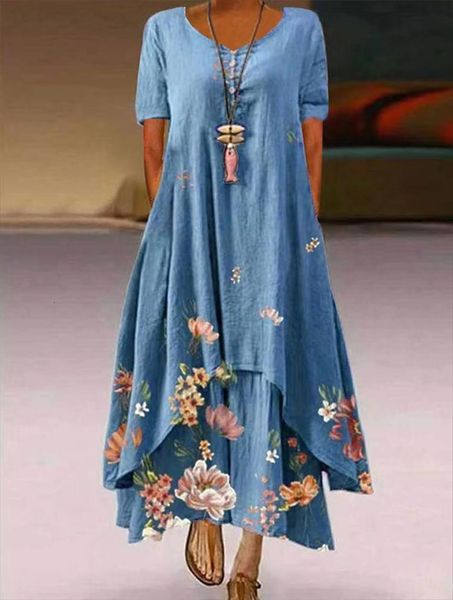 

product printed short sleeved summer women dress dress, irregular hem free, Black;gray