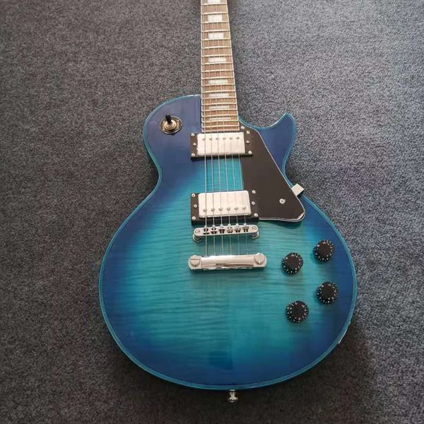

custom electric guitar blue color tiger maple mahogany