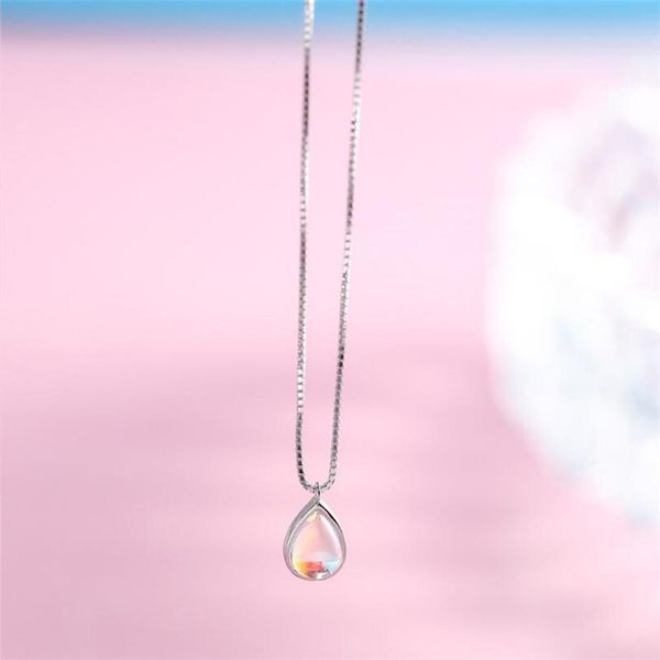 

pendant necklaces fashion 925 sterling silver natural moonstone chokers for women jewelry party gifts crystal necklace